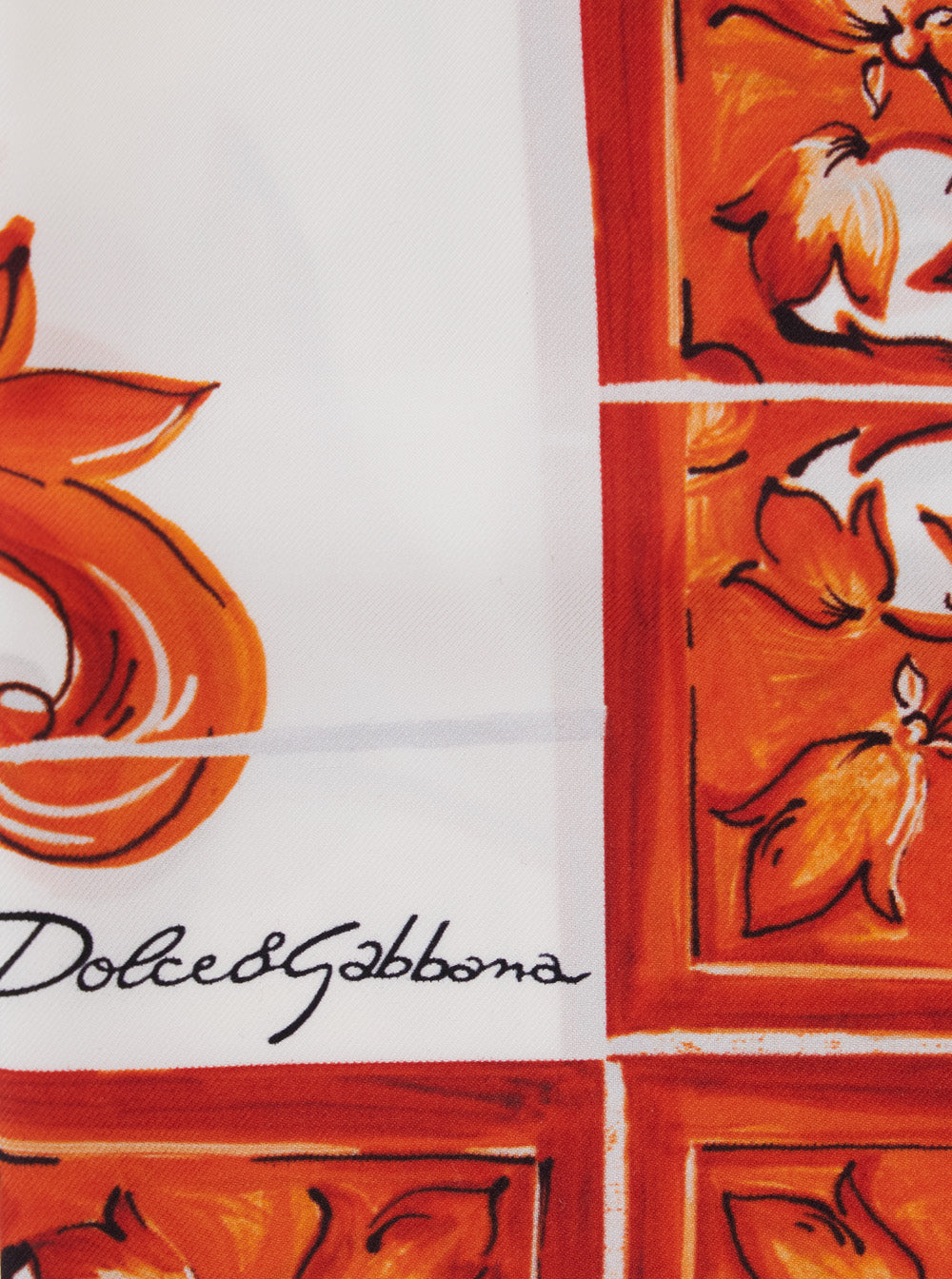 Maiolica Print Silk Foulard 90x90 Orange Scarfs And Foulards
