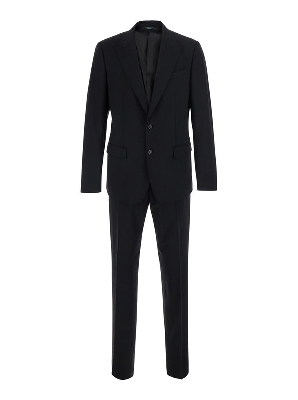 Martini Single-Breasted Wool Suit Black Suits