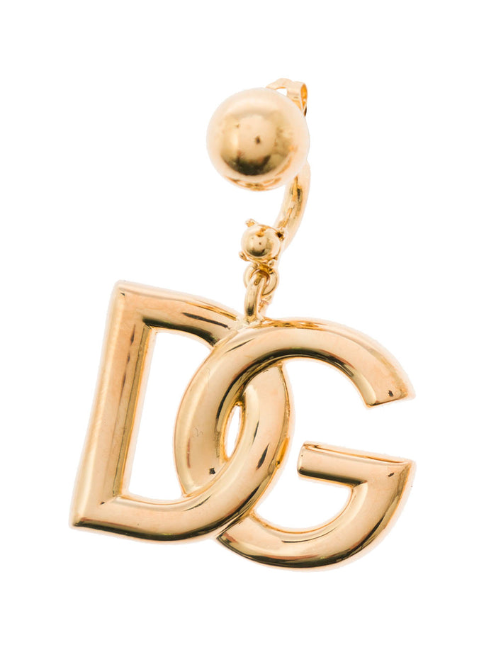 Gold Dg Logo Drop Earrings For Women Metallic Brass