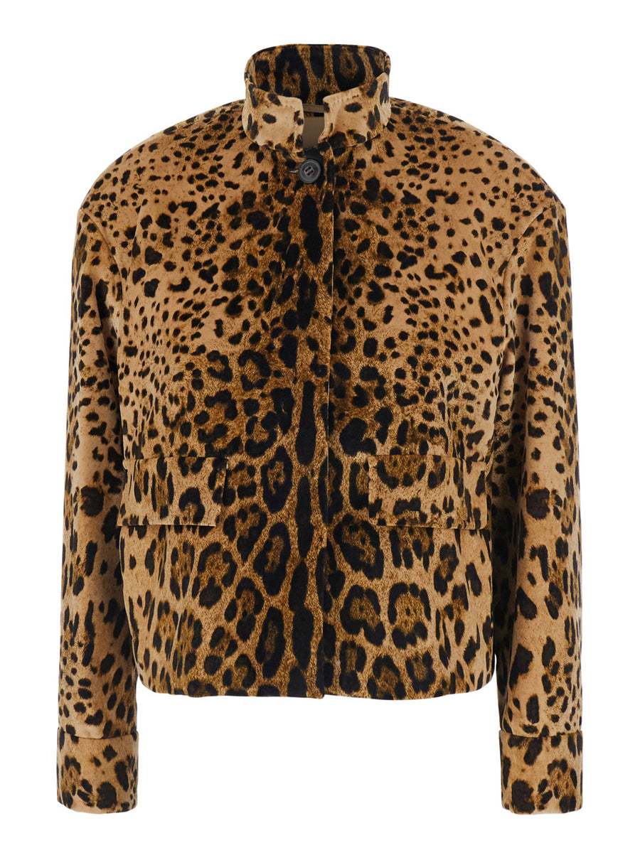 Crop Jacket Tedro Brown Velvet Cotton Blazers