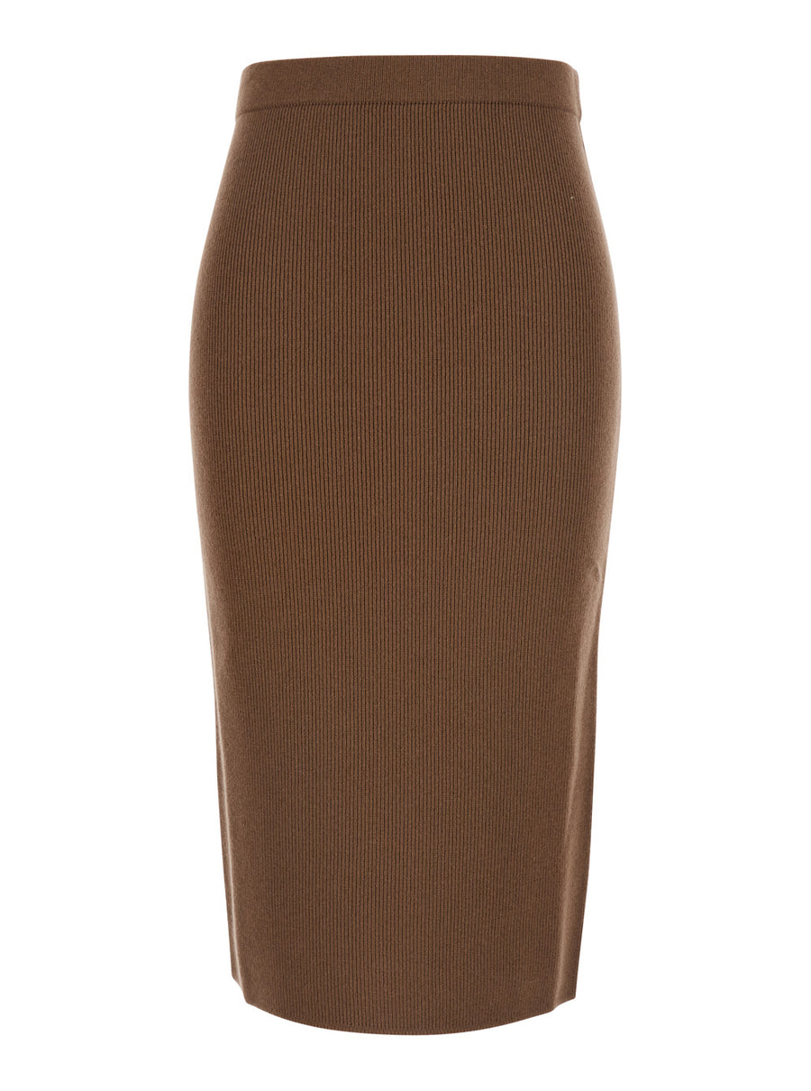 Skirt Mstzucca Brown Wool And Cashmere