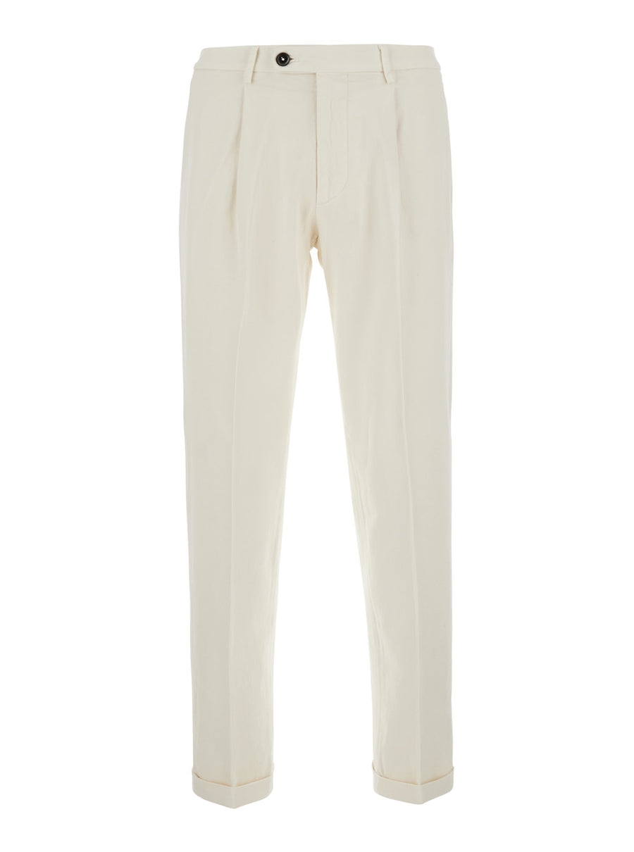 Cotton Trousers With Side Pockets White