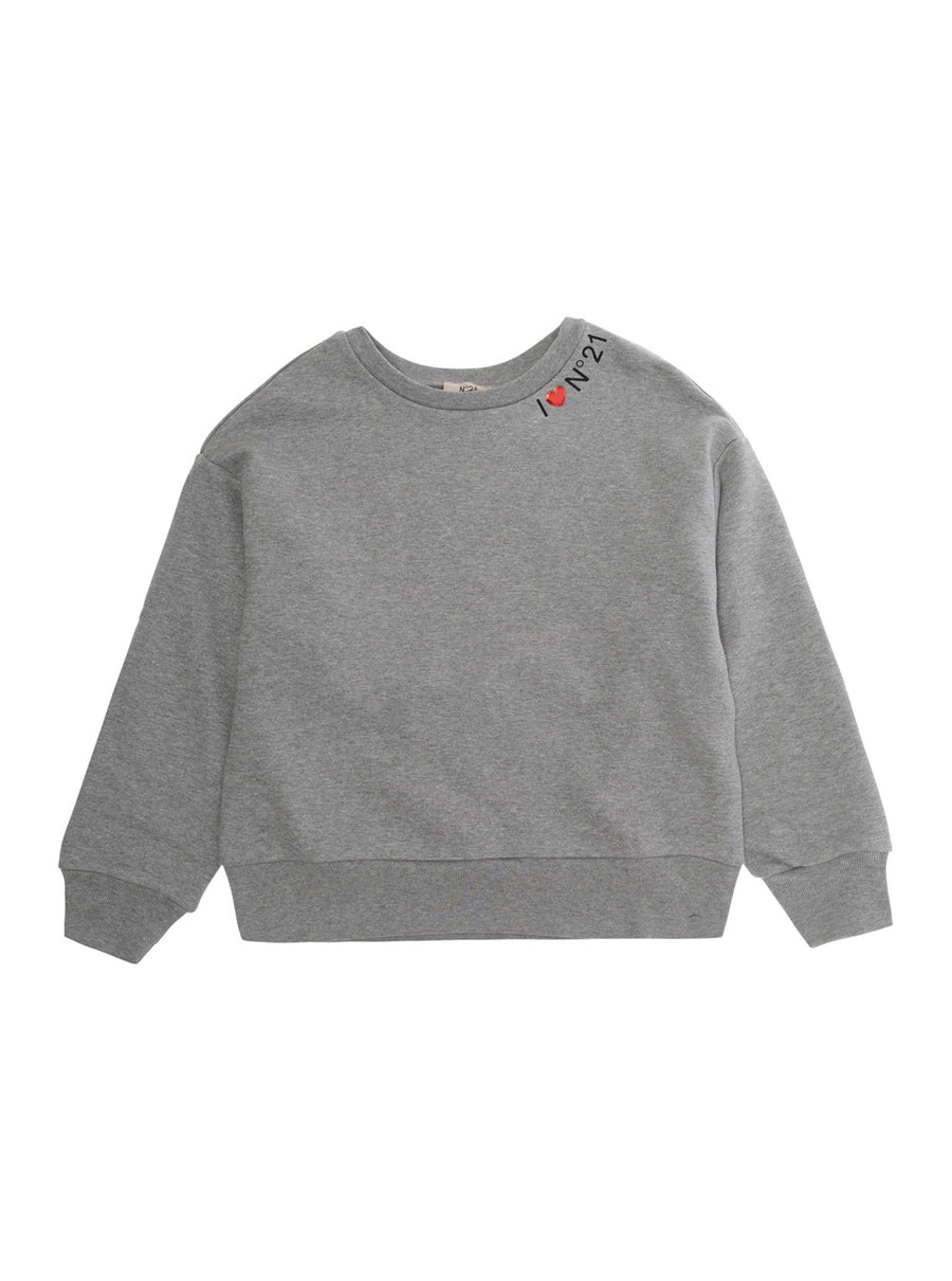 Crewneck Sweatshirt Girls Grey Cotton Hoods & Sweatshirts