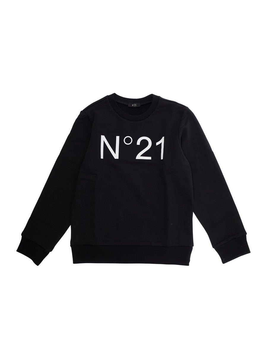Crewneck Sweatshirt Black Cotton Hoods & Sweatshirts