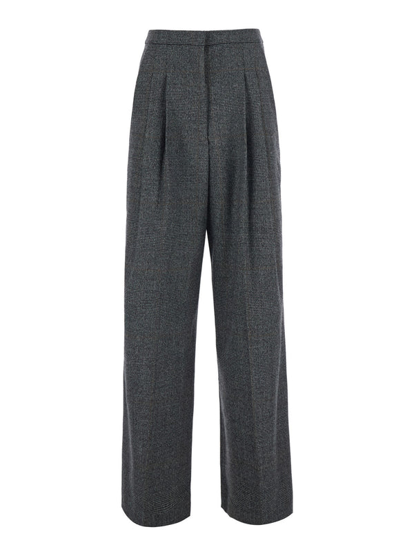 Trousers Wool Pleated Grey