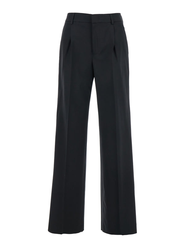 High-Waisted Wool Trousers, Black Blend