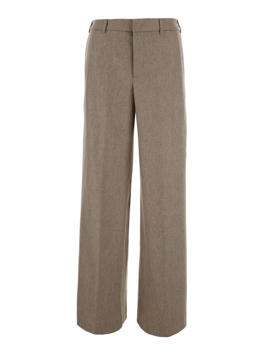 Trousers High-Waist Beige Wool-Cashmere Wool And Cashmere
