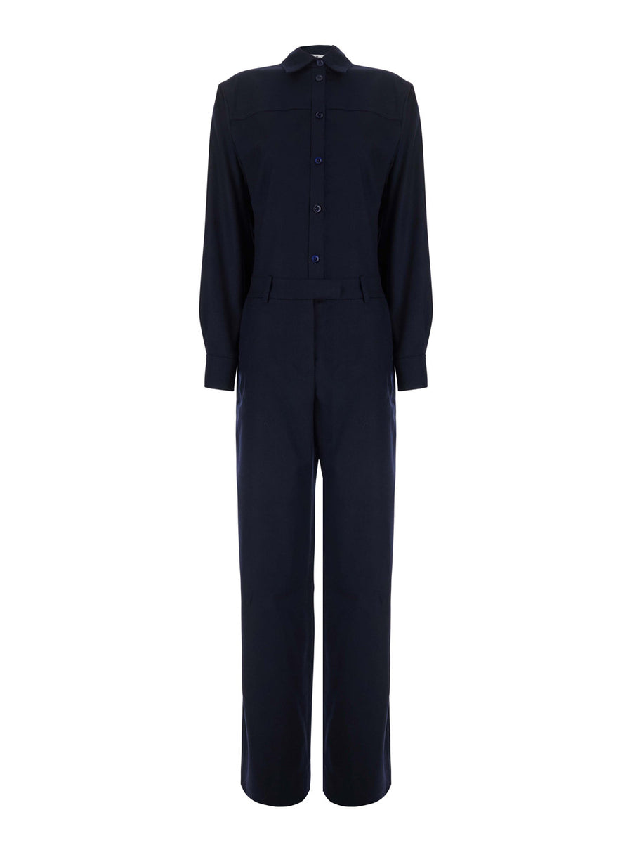Jumpsuit With V-Neck Blue Flannel Jumpsuits