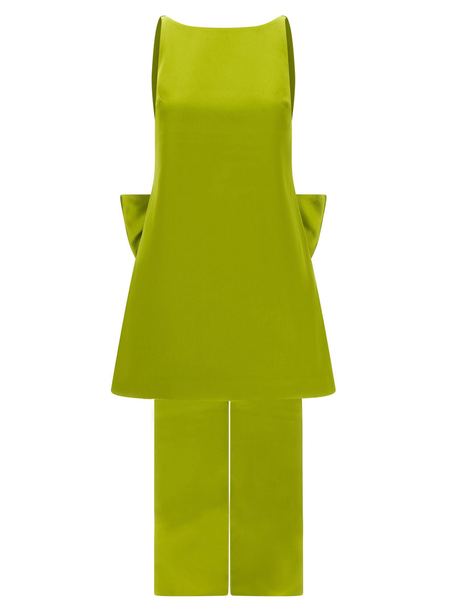 Self-Portrait Sculptural Bow Maxi Dress — Lime