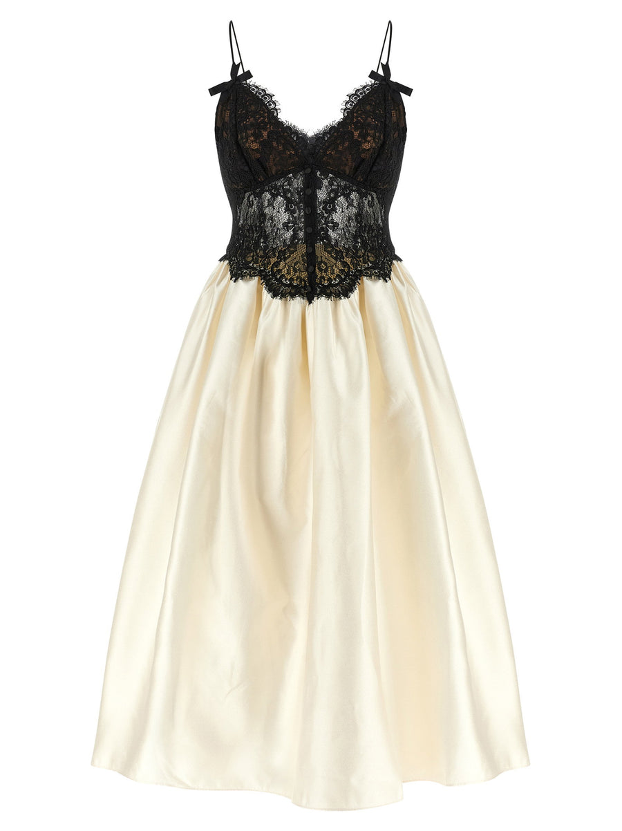 Self-Portrait Lace Corset Bodice Dress — Cream