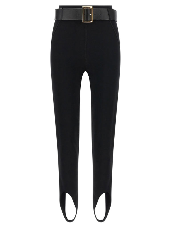 Self-Portrait Stirrup Stretch Knit Leggings — Black
