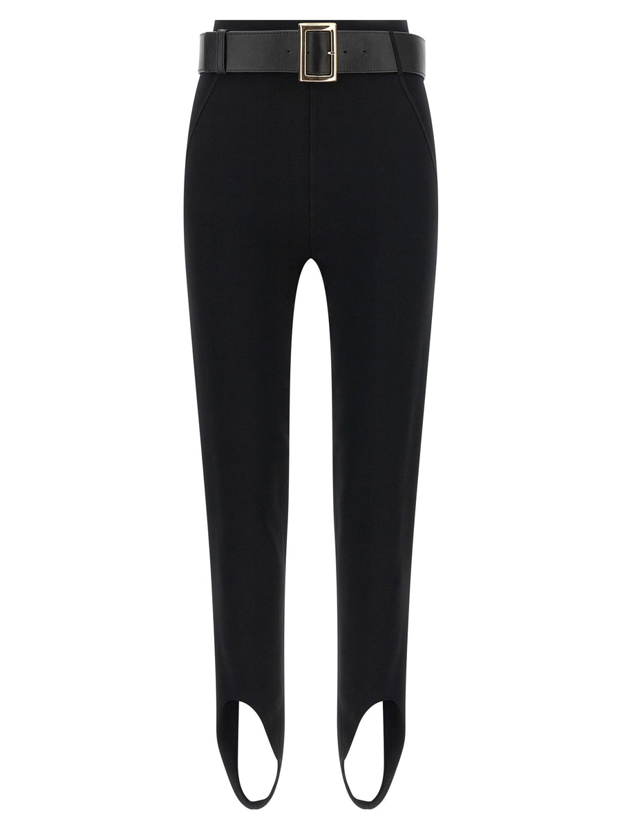Self-Portrait Stirrup Stretch Knit Leggings — Black