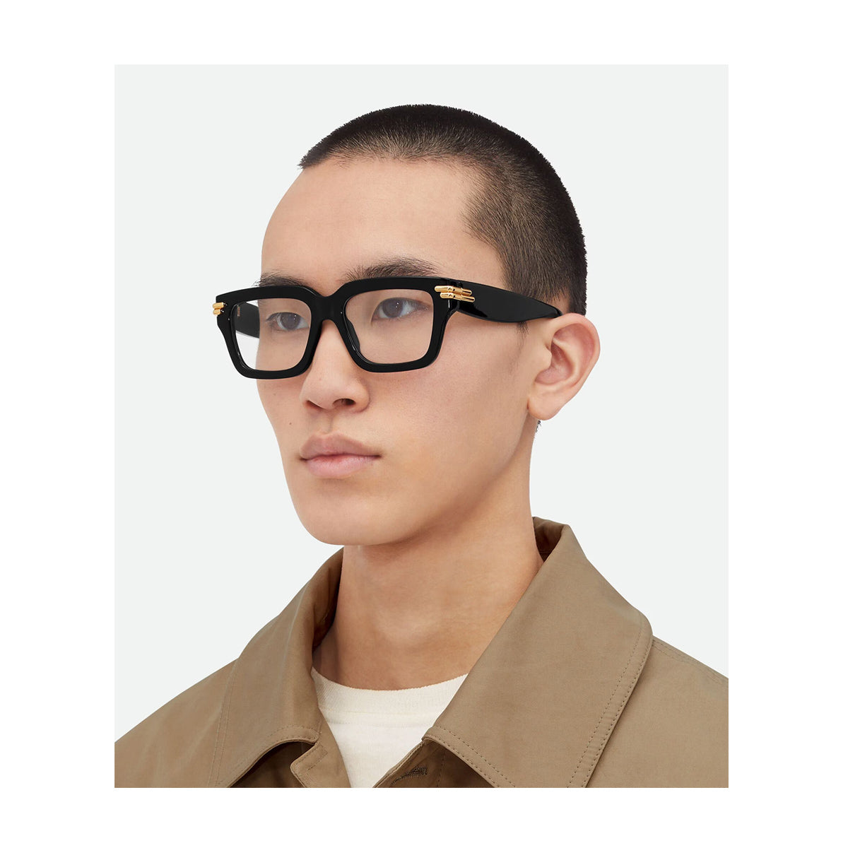Bottega Veneta BV1324O Linea Mitre 001 Black Trasparent Nero Recycled Acetate Occhiali Da Vista