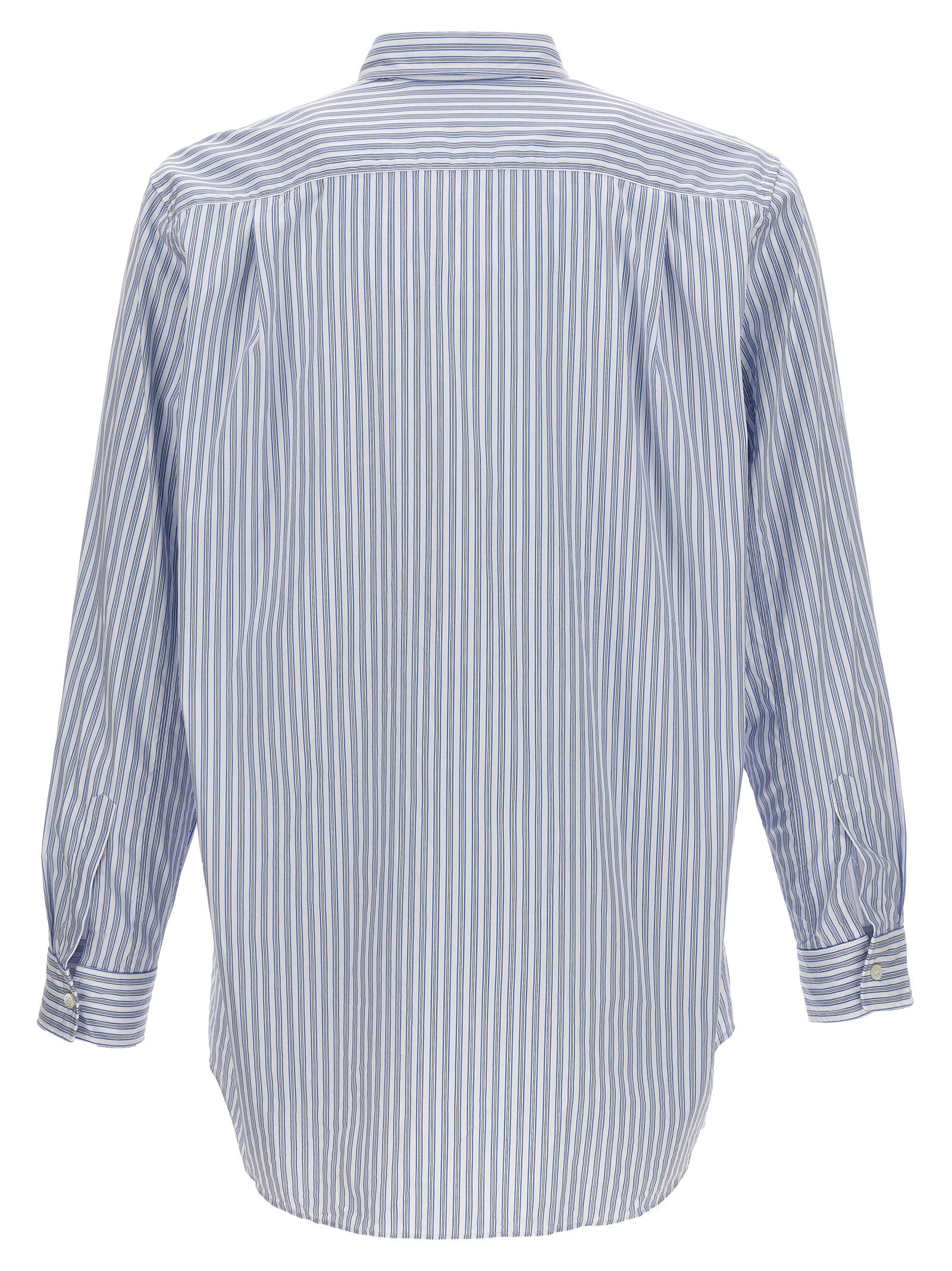 Logo patch striped shirt Light Blue Shirt, Blouse