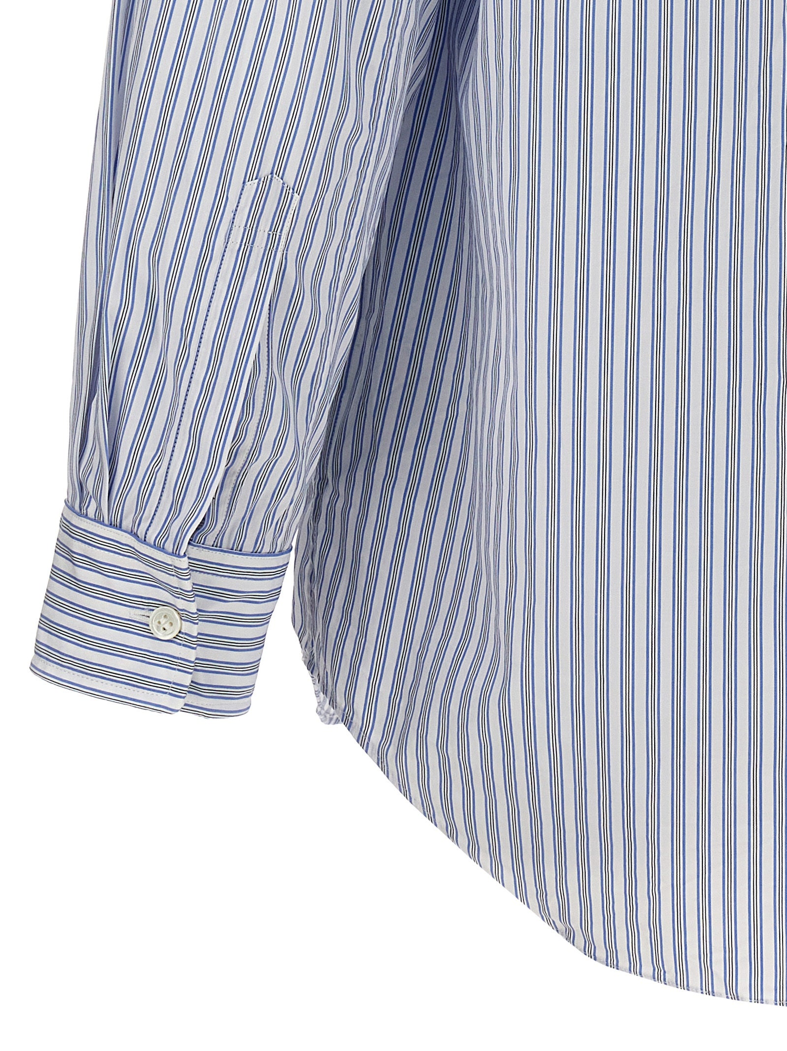 Logo patch striped shirt Light Blue Shirt, Blouse