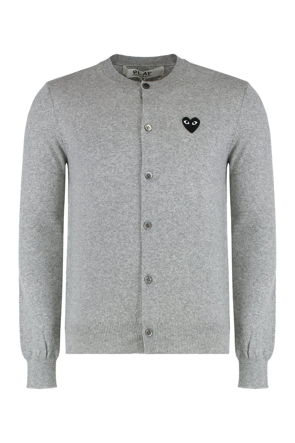 Wool Cardigan With Logo Detail Grey Sweater