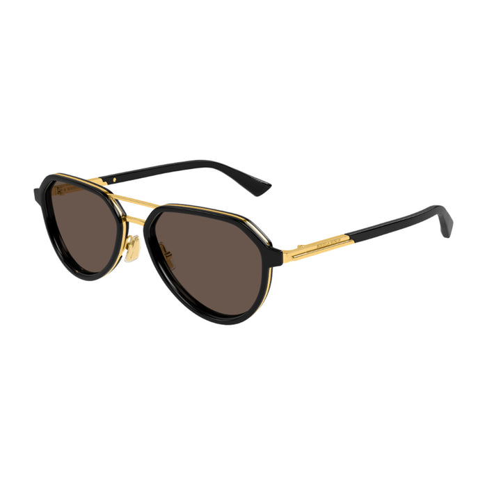 Bottega Veneta BV1373S Linea Ribbon 001 Black Gold Brown Nero Recycled Acetate/metal Occhiali Da Sole
