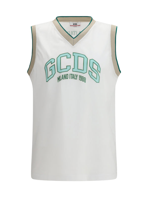 GCDS 100% Polyester tank top in white
