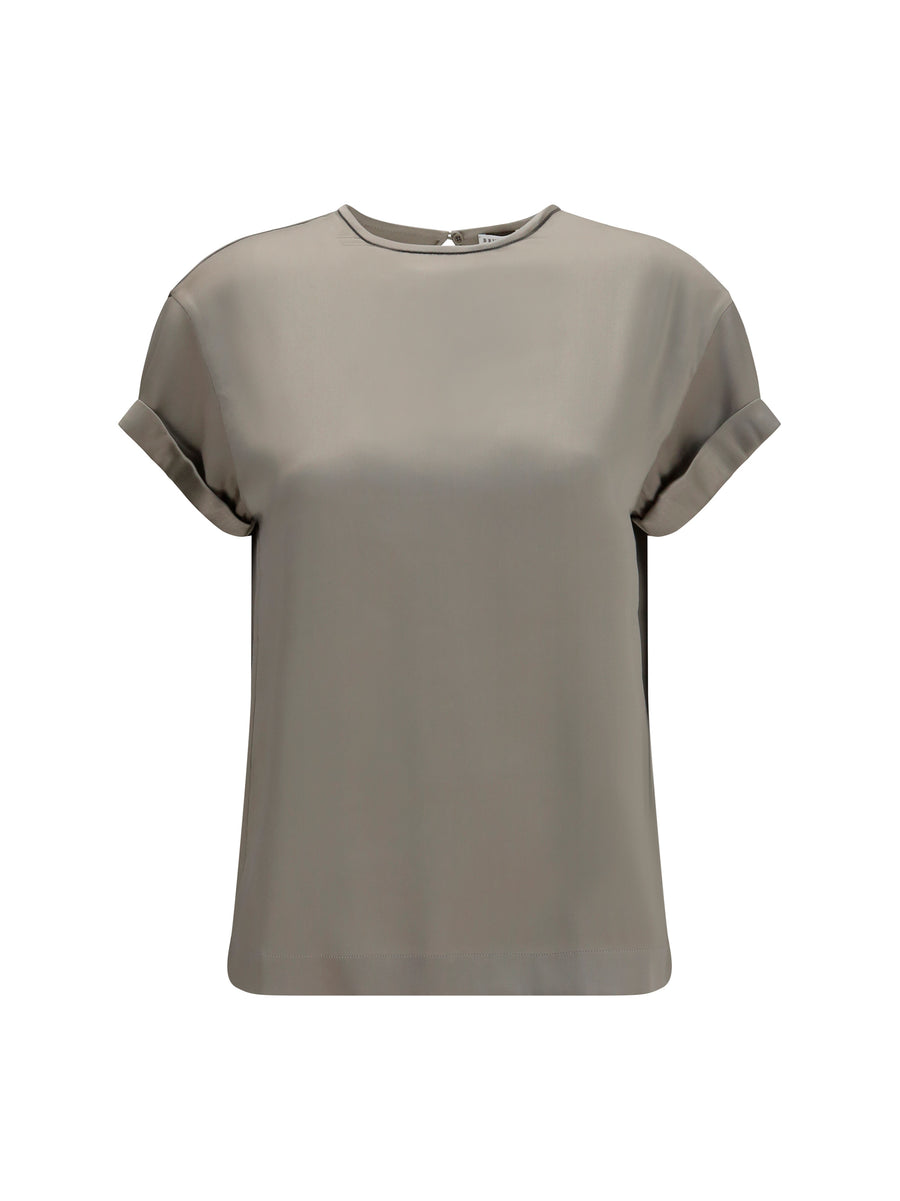Brunello Cucinelli 96% Silk blouse in gray