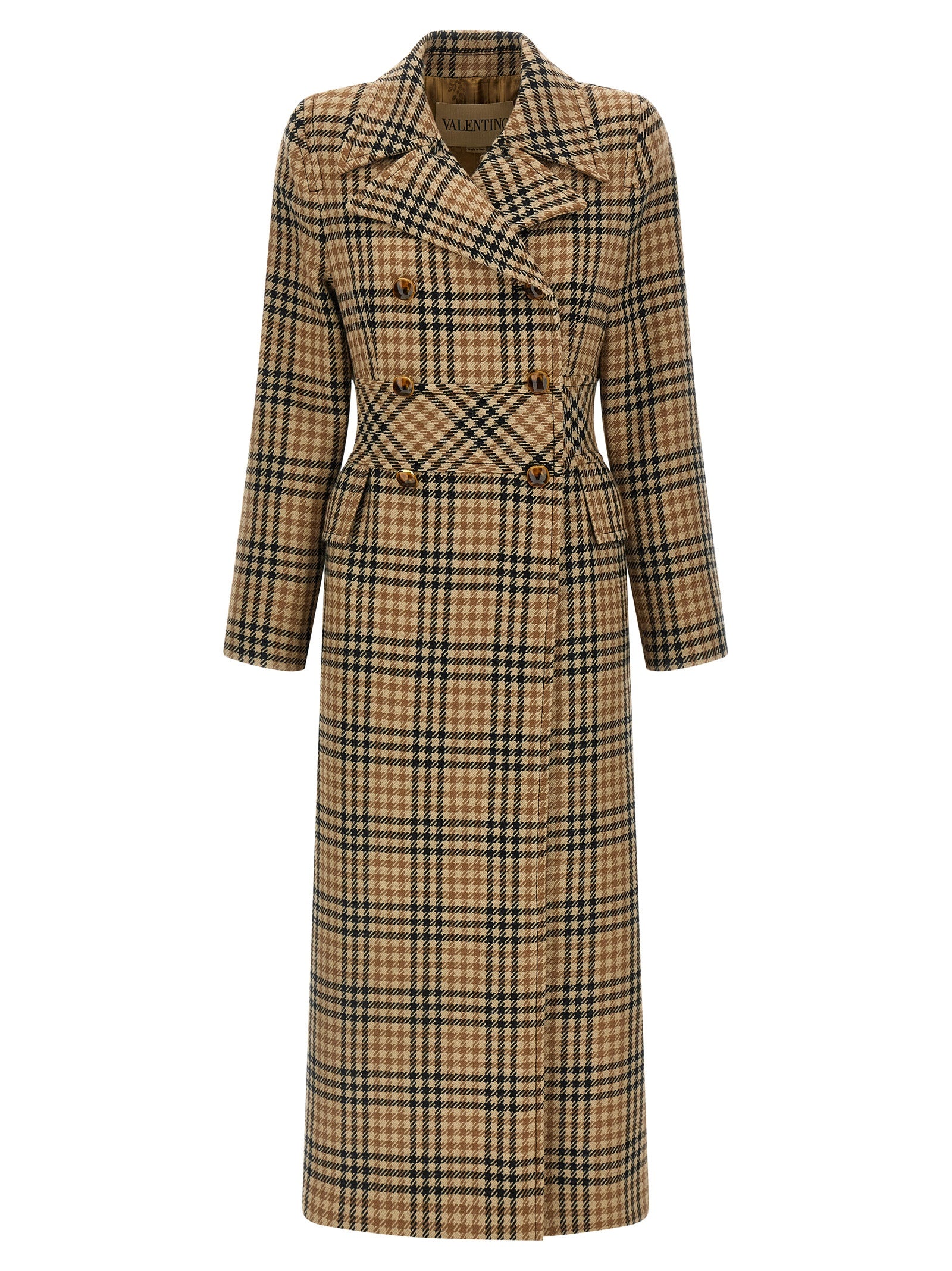 Valentino Garavani Houndstooth Wool coat Brown Virgin Coats, Trench