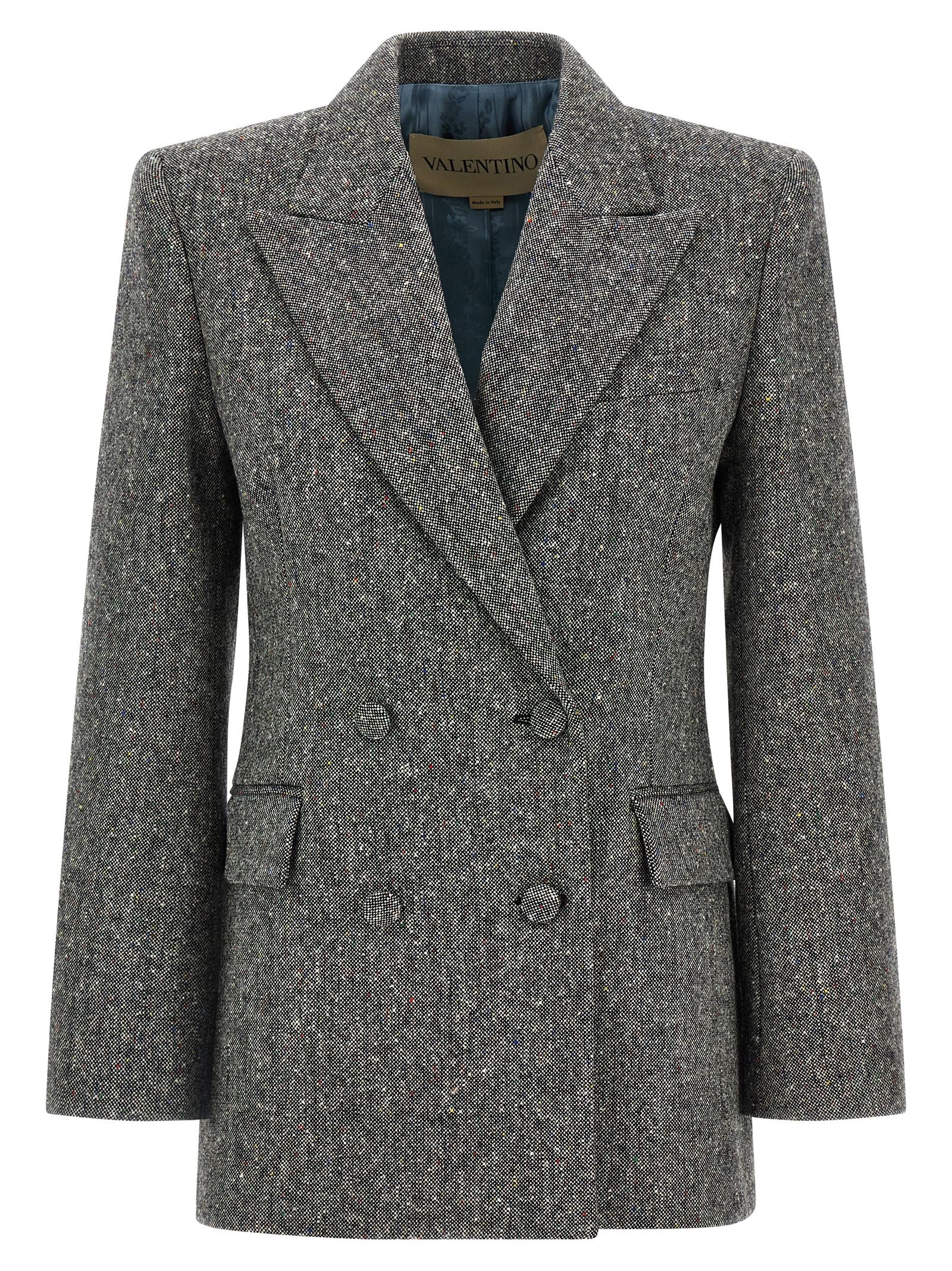 Valentino Garavani double-breasted blazer Gray Virgin Wool Blazer, Suits