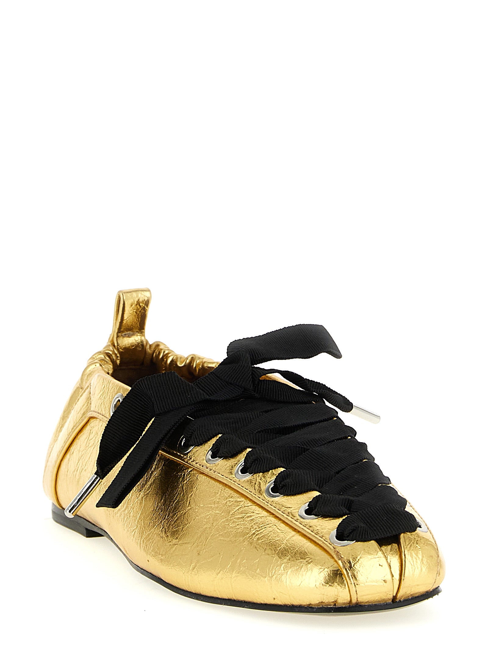 Lace-Up ballet flats Gold Polyurethane Flat Shoes