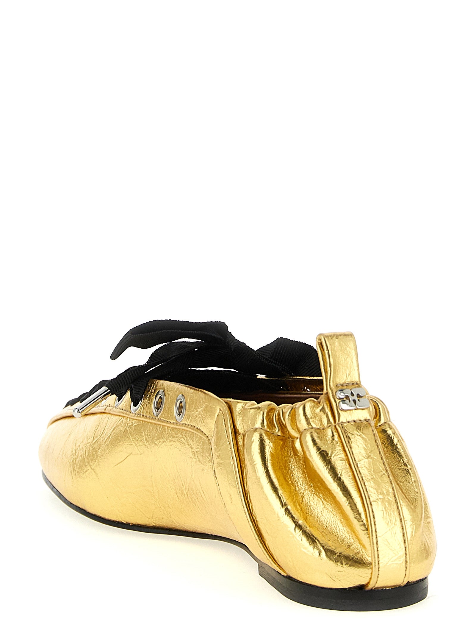 Lace-Up ballet flats Gold Polyurethane Flat Shoes