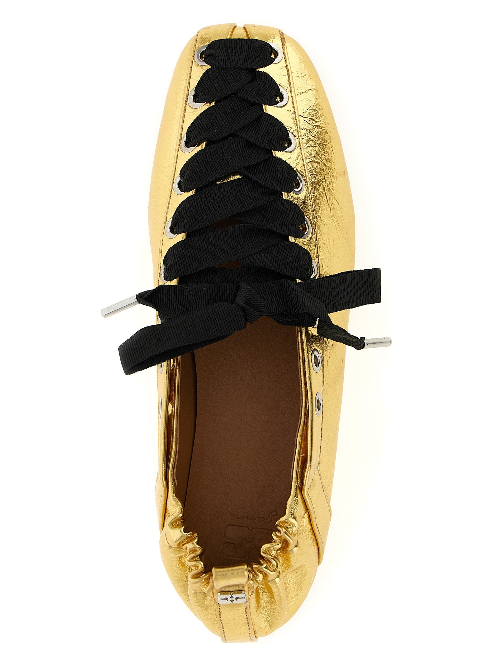 Lace-Up ballet flats Gold Polyurethane Flat Shoes