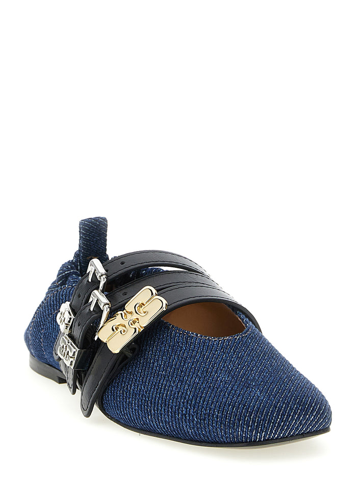 Sue Triple ballet flats Blue Organic Cotton Flat Shoes
