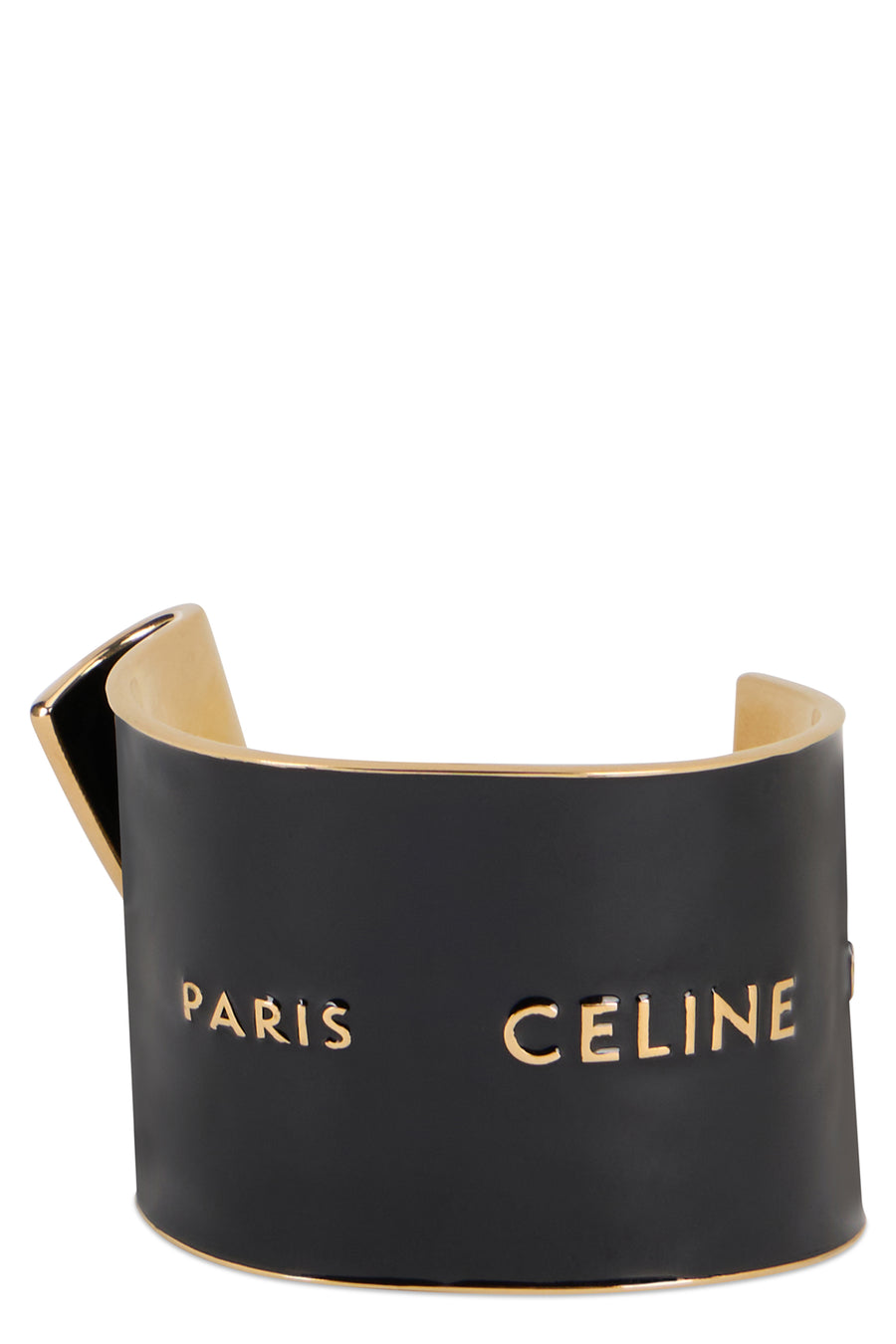 Rigid Bracelet With Enamel Ribbon, Black Brass Bracelets