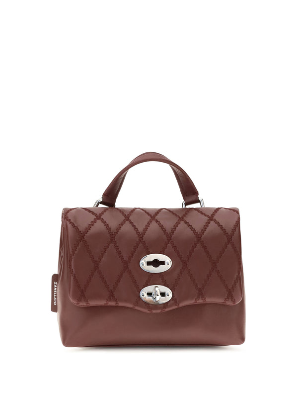 Mini Postina Tramè Leather Top Handle Bag Red Palio Di Siena Calf Bos Taurus Shoulder