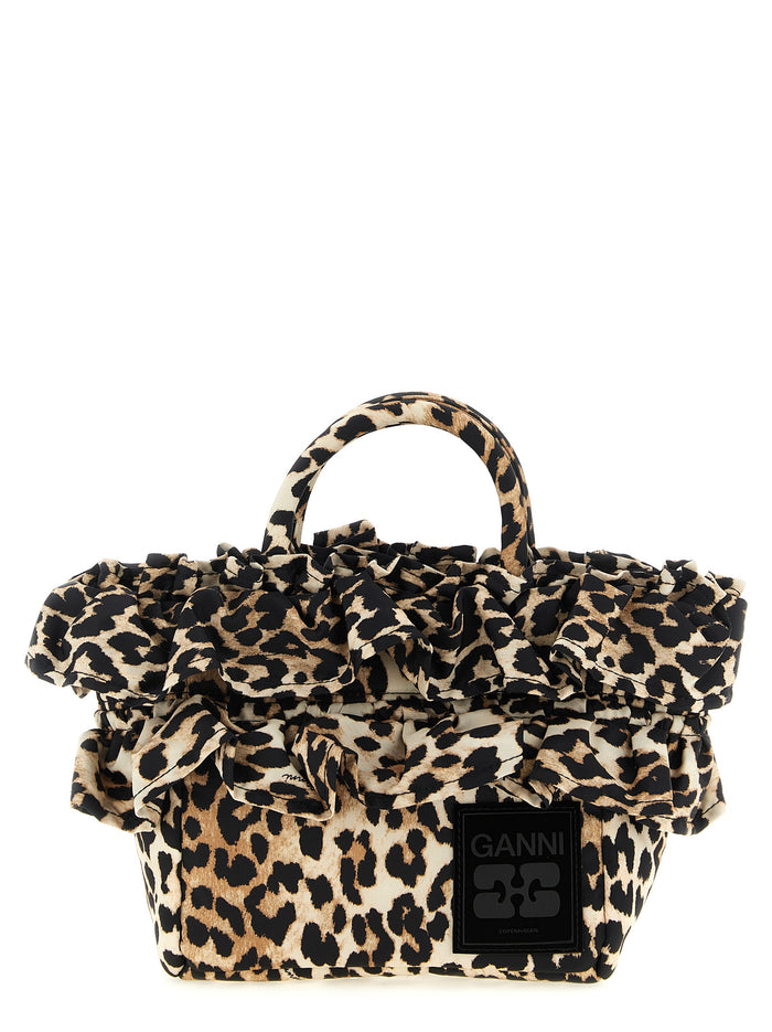 Mini Shopper Ruffle Print handbag Brown Polyamide Polyurethane Hand Bags