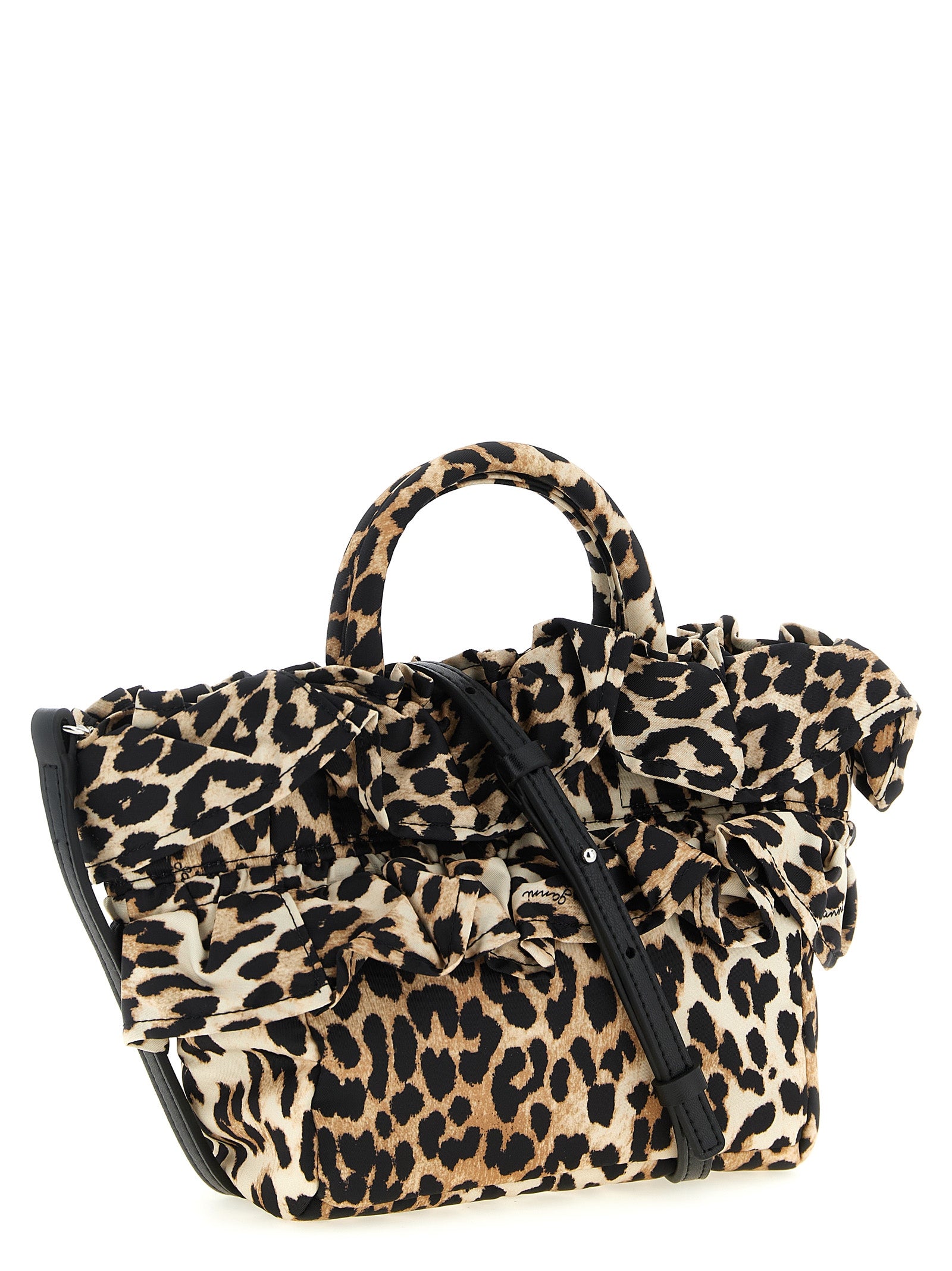 Mini Shopper Ruffle Print handbag Brown Polyamide Polyurethane Hand Bags