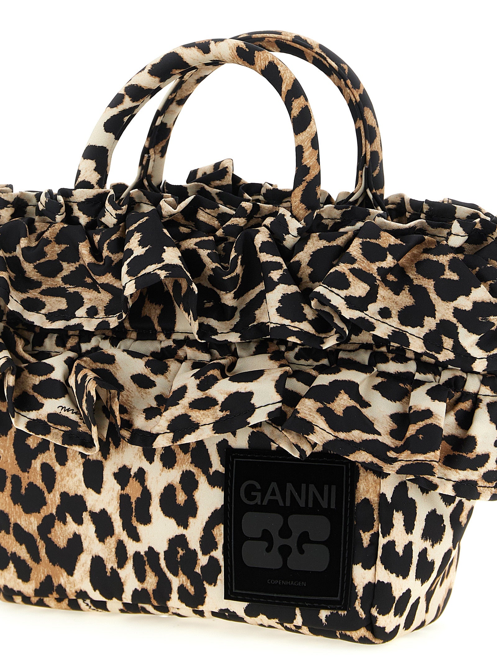 Mini Shopper Ruffle Print handbag Brown Polyamide Polyurethane Hand Bags