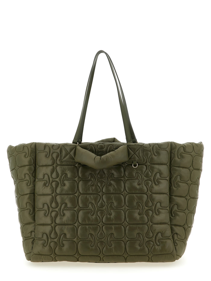 Quilted Re-Tech XXL Tote shopping bag Green Recycled Polyamide