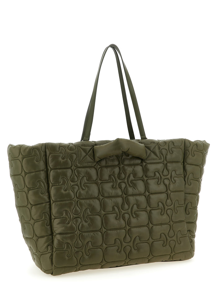 Quilted Re-Tech XXL Tote shopping bag Green Recycled Polyamide