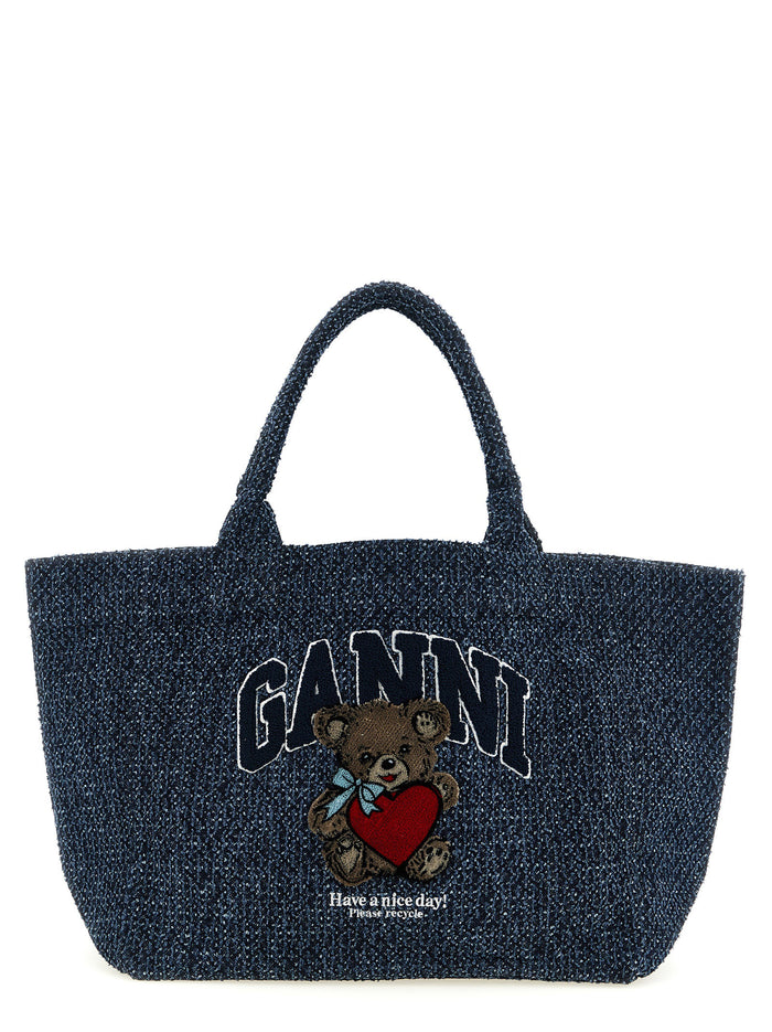 Medium Bear shopping bag Blue Organic Cotton Tote