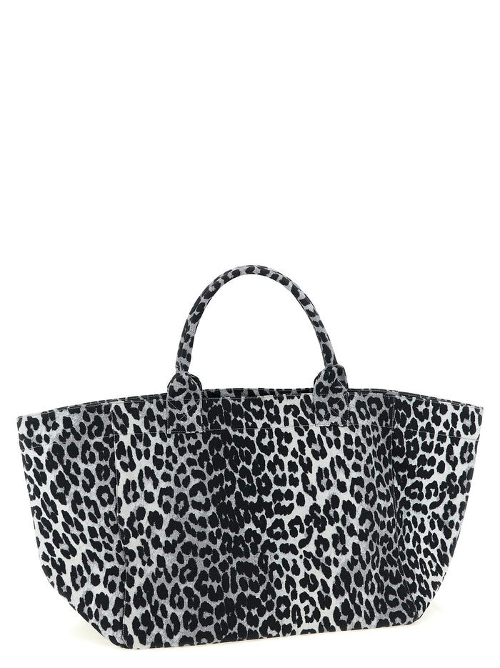 Leopard Sequin XXL Tote shopping bag Gray Recycled Cotton