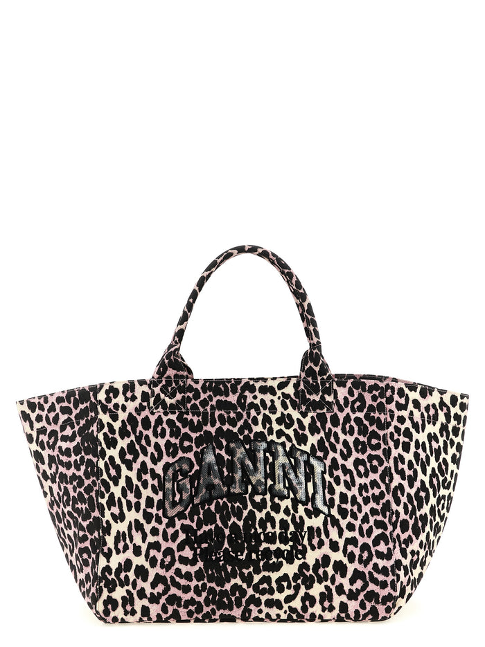 Leopard Sequin XXL Tote shopping bag Pink Recycled Cotton