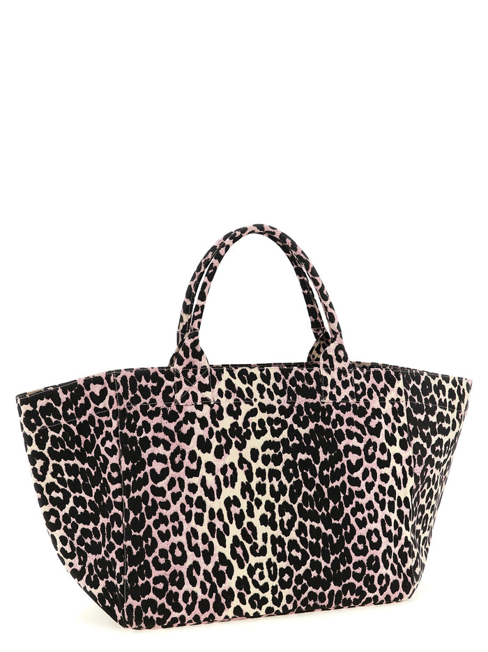 Leopard Sequin XXL Tote shopping bag Pink Recycled Cotton