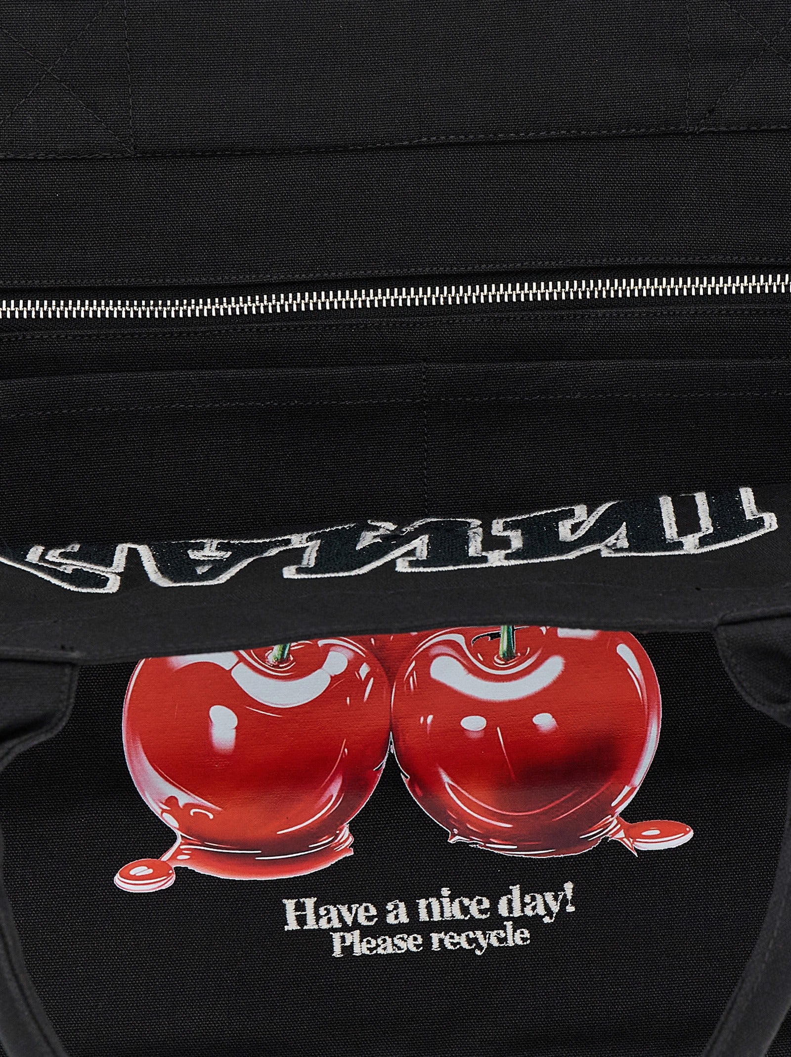 Black XXL Cherry Tote shopping bag Recycled Cotton