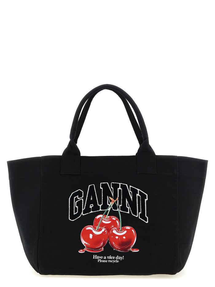 Black Medium Cherry Tote shopping bag Recycled Cotton