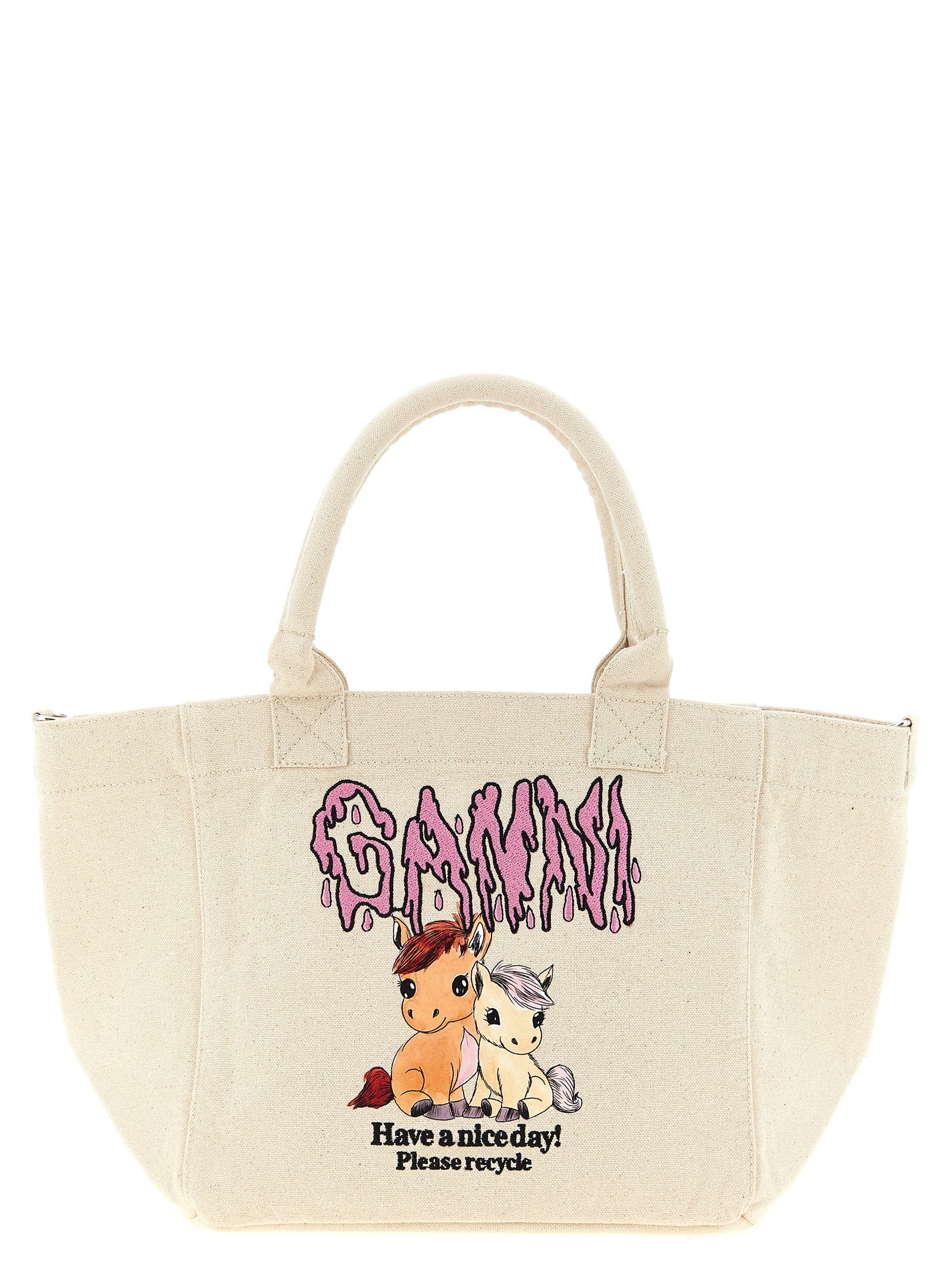 Small Pony shopping bag Beige Recycled Cotton Tote