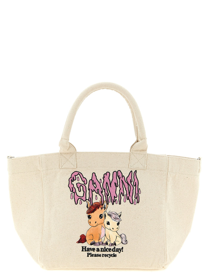 Small Pony shopping bag Beige Recycled Cotton Tote