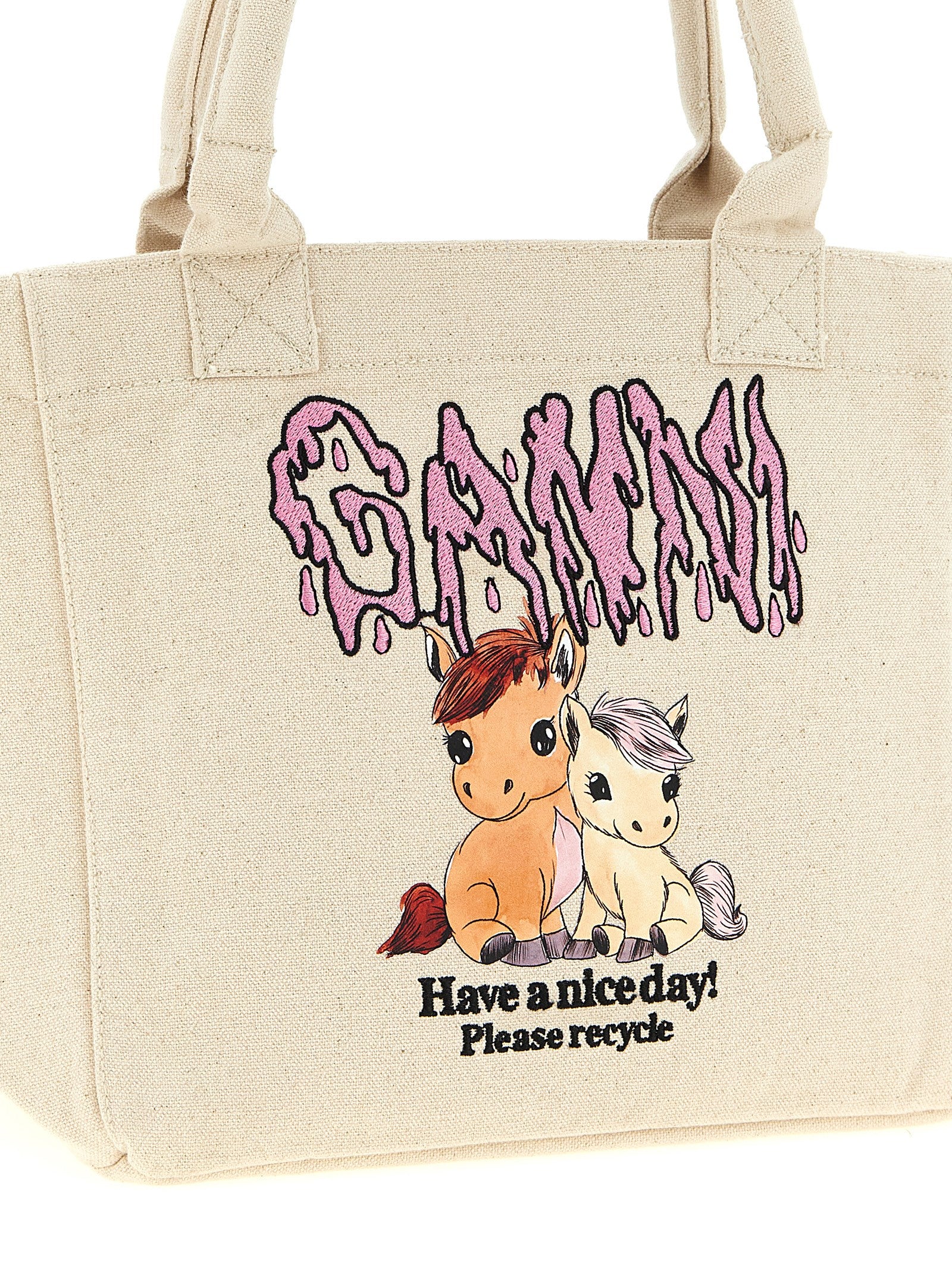 Small Pony shopping bag Beige Recycled Cotton Tote