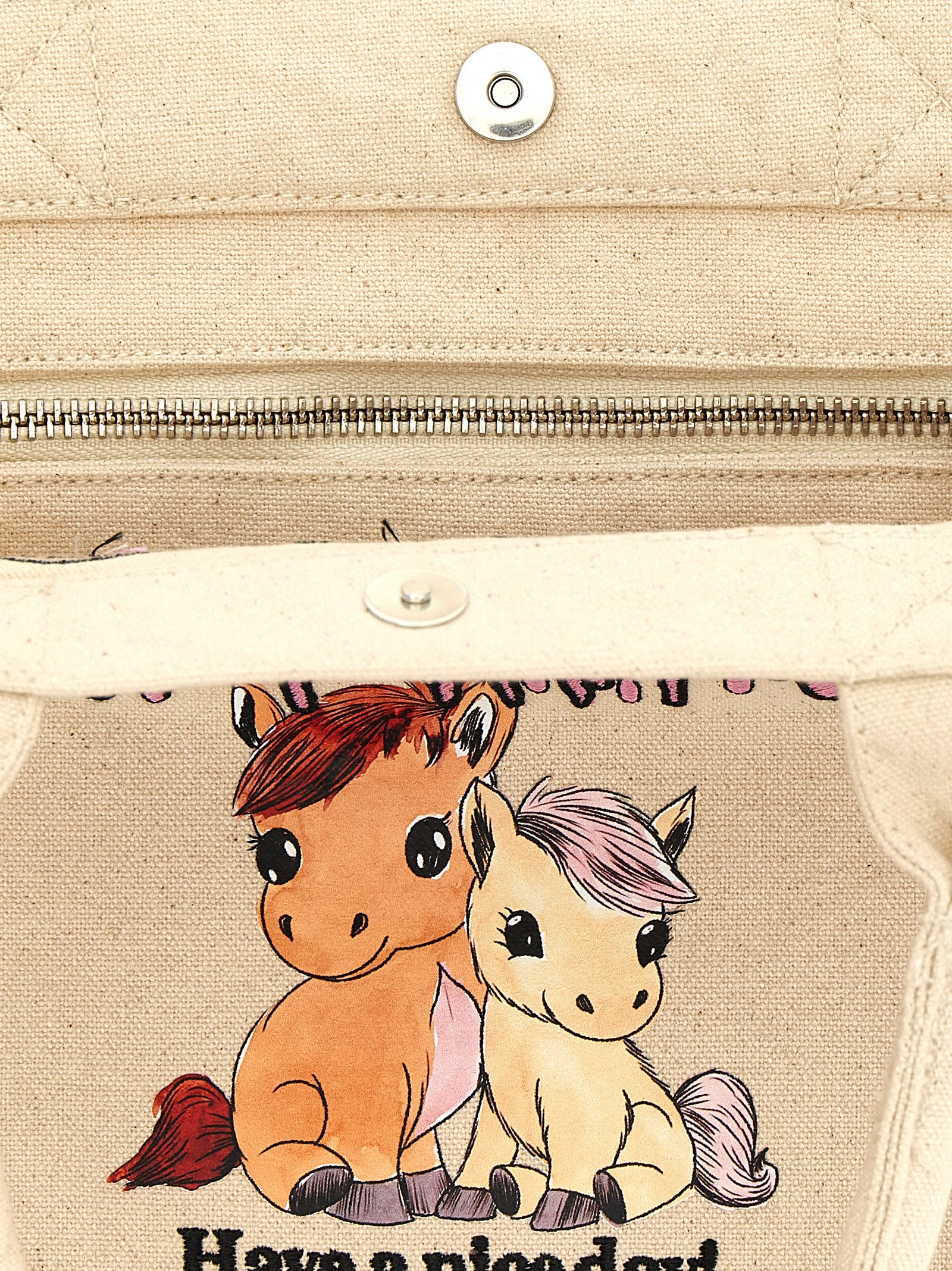 Small Pony shopping bag Beige Recycled Cotton Tote