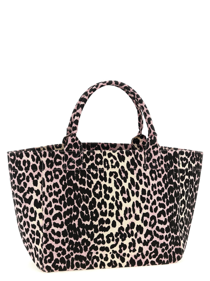 Leopard Medium Tote shopping bag Pink Recycled Cotton