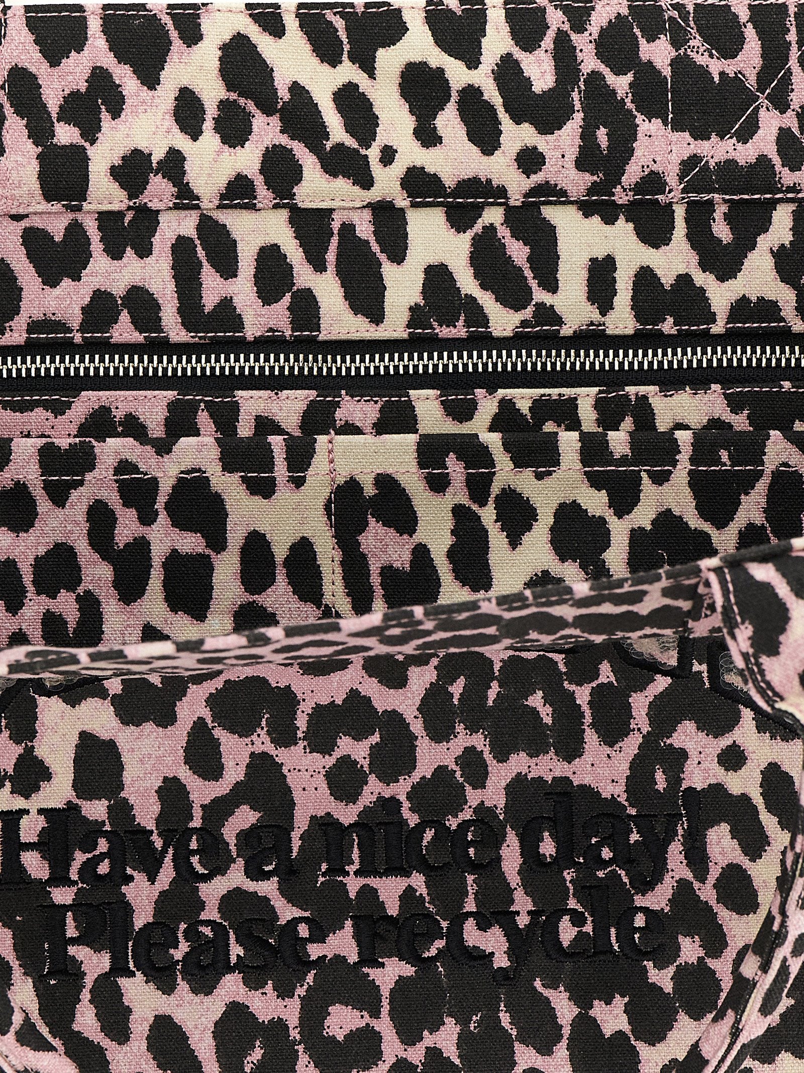Leopard Medium Tote shopping bag Pink Recycled Cotton