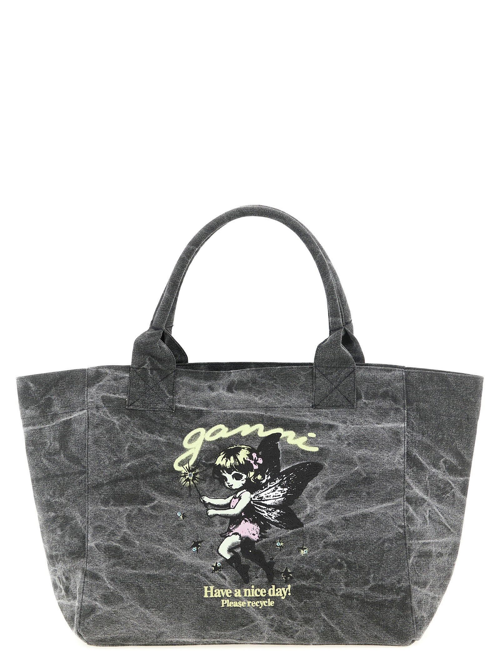 Medium Fairy Shopping Bag Black Recycled Cotton Tote