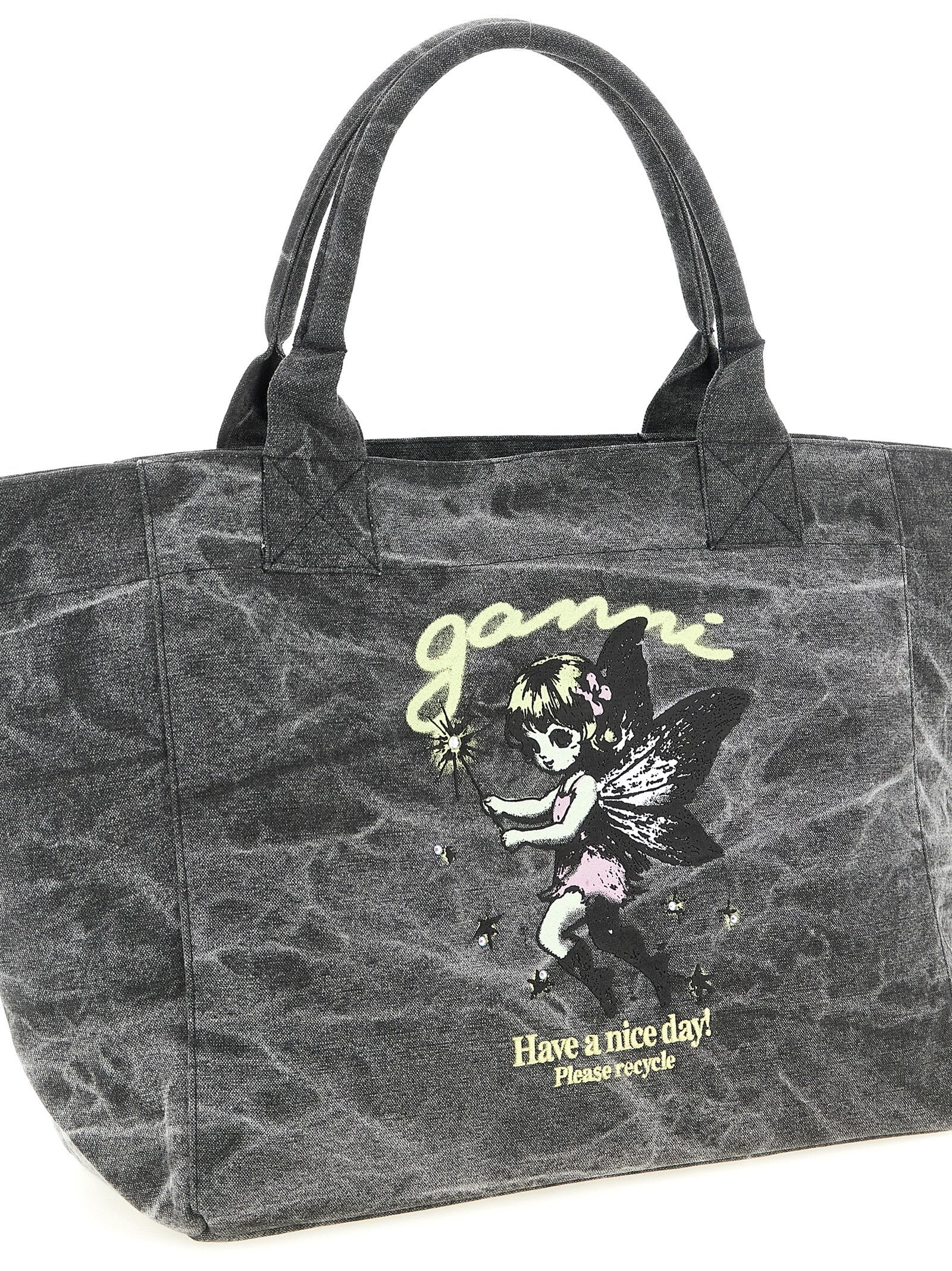 Medium Fairy Shopping Bag Black Recycled Cotton Tote